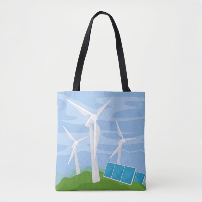 Bolso De Tela Molinos de viento y células solares (Anverso)