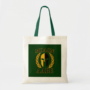 Bolso De Tela Molon Labe Spartan Mask Laurels Gold