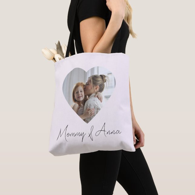 Bolso De Tela Mom Custom Name & Photo | Personalized Tote Bag (Detalle)