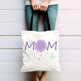 Bolso De Tela MOM de girasol morado | Mariposas acuáticas