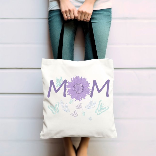 Bolso De Tela MOM de girasol morado | Mariposas acuáticas (Subido por el creador)