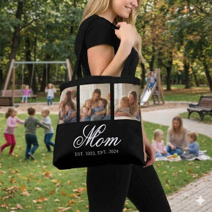 Bolso De Tela Mom Estableció Script Elegante Negro 3 Foto