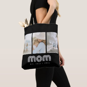 Bolso De Tela Mom Estableció Script Retro Negro 3 Foto