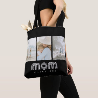 Bolso De Tela Mom Estableció Script Retro Negro 3 Foto