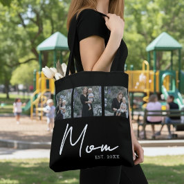 Bolso De Tela Mom Established Black Modern Script Photo Tote Bag