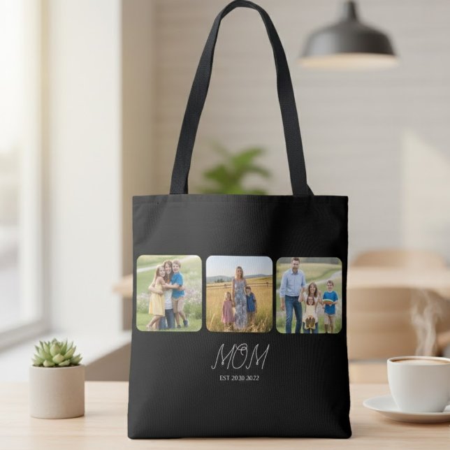 Bolso De Tela Mom Established Black Script 3 Photo  Tote Bag (Subido por el creador)