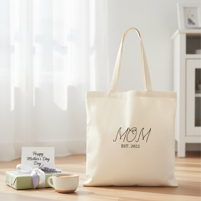 Bolso De Tela Mom Established New Mom Gift Tote Bag (Subido por el creador)