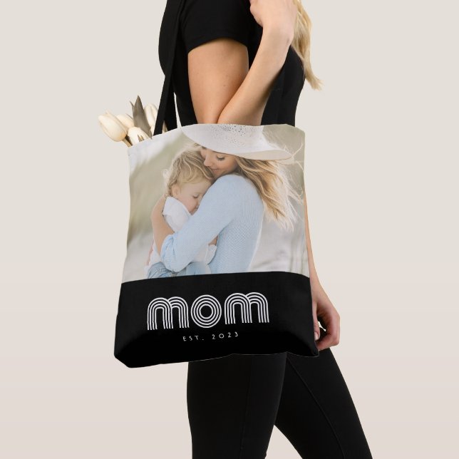 Bolso De Tela Mom Established Retro Script Black Photo (Detalle)
