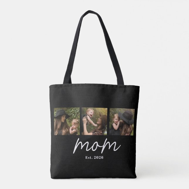Bolso De Tela Mom Established Script Black 3 Photo Tote Bag (Reverso)