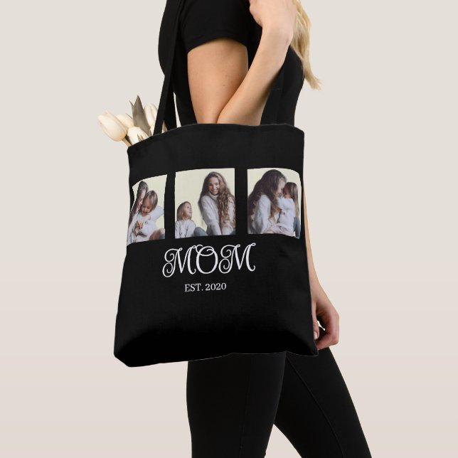 Bolso De Tela Mom Established Script Black 3 Photo Tote Bag (Detalle)