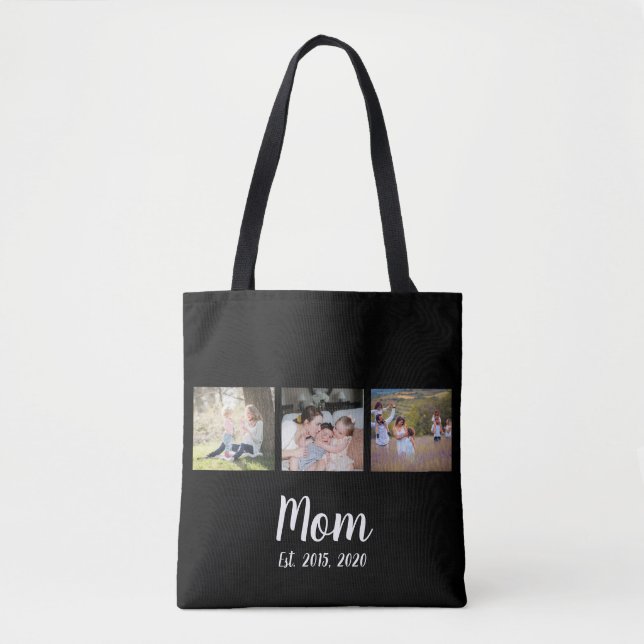 Bolso De Tela Mom Established Script Black 3 Photo Tote Bag (Anverso)