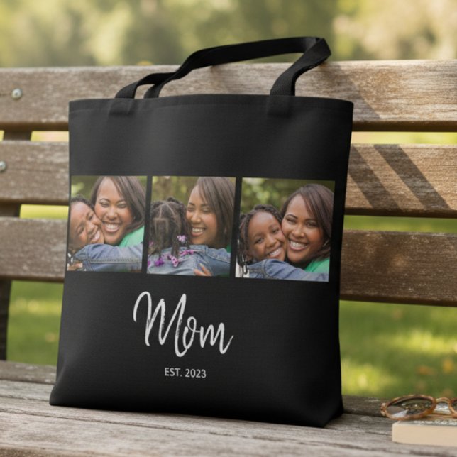 Bolso De Tela Mom Established Script Black 3 Photo Tote Bag (Subido por el creador)