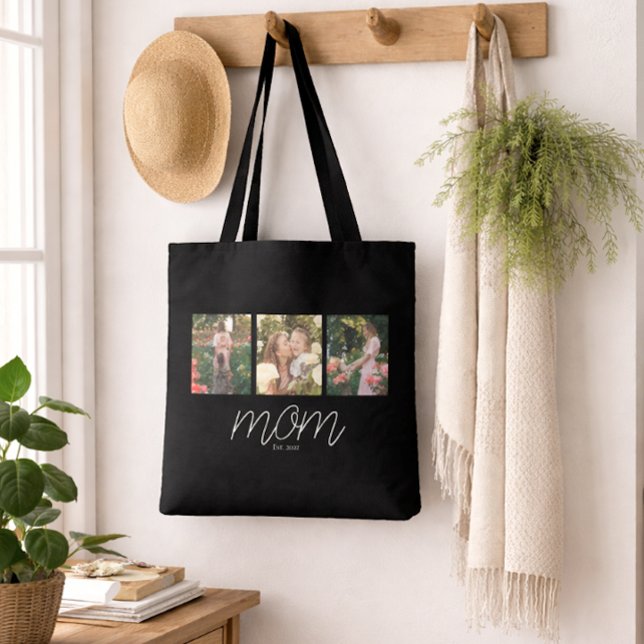 Bolso De Tela Mom Established Script Black 3 Photo Tote Bag (Subido por el creador)