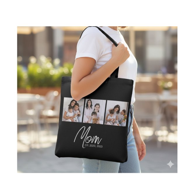 Bolso De Tela Mom Established Script Black 3 Photo Tote Bag (Subido por el creador)