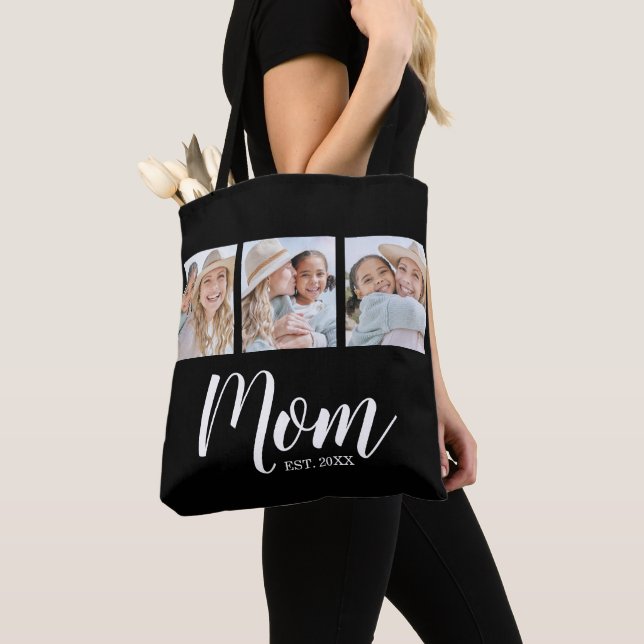 Bolso De Tela Mom Established Script Black 3 Photo Tote Bag (Detalle)
