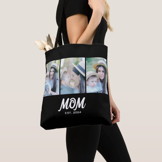 Bolso De Tela Mom Established Script Black 3 Photo Tote Bag (Detalle)