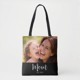 Bolso De Tela Mom Established Script Black Photo