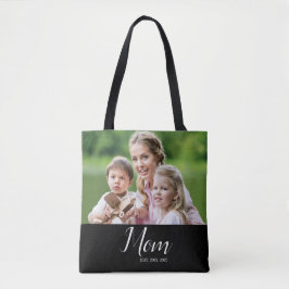 Bolso De Tela Mom Established Script Black Photo 