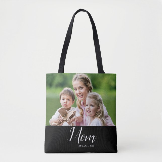 Bolso De Tela Mom Established Script Black Photo  (Anverso)