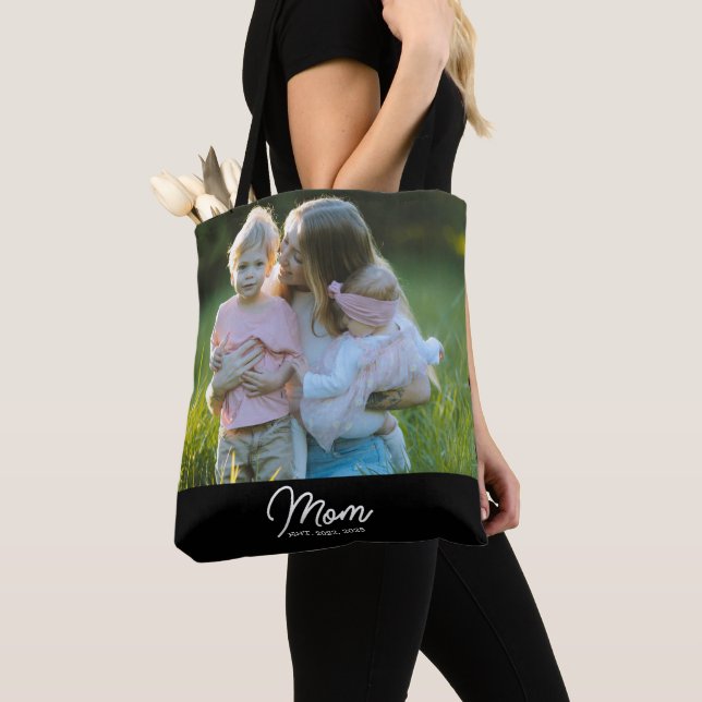 Bolso De Tela Mom Established Script Black Photo (Detalle)