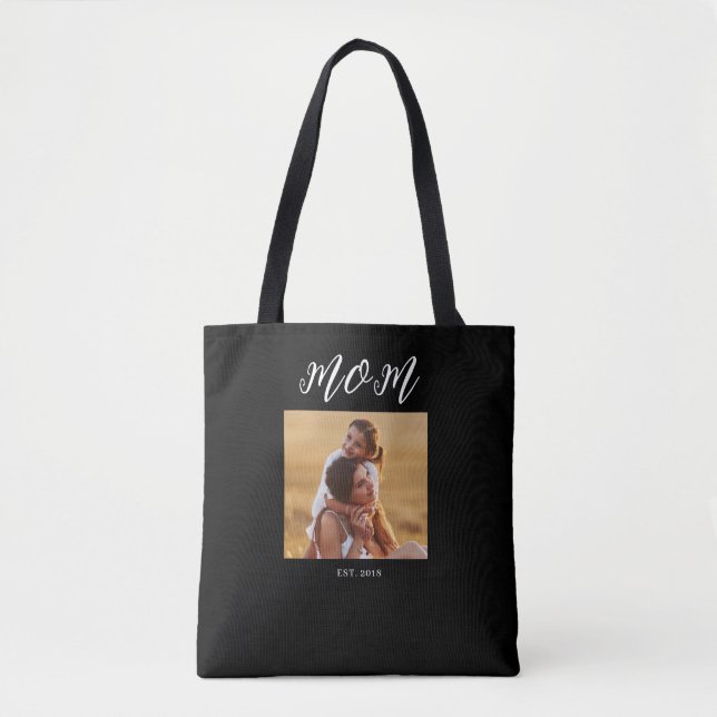 Bolso De Tela Mom Established Script Black Photo (Anverso)