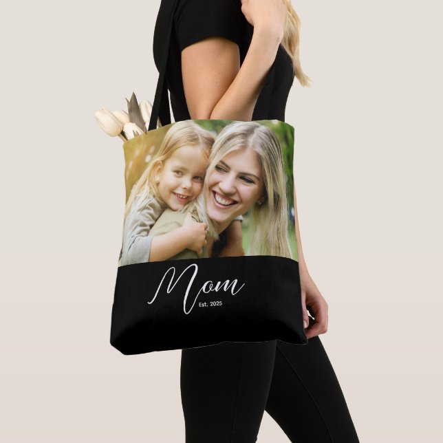 Bolso De Tela Mom Established Script Black Photo (Detalle)