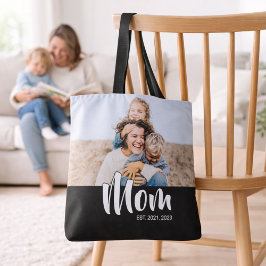 Bolso De Tela Mom Established Script Black Photo