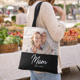 Bolso De Tela Mom Established Script Black Photo 