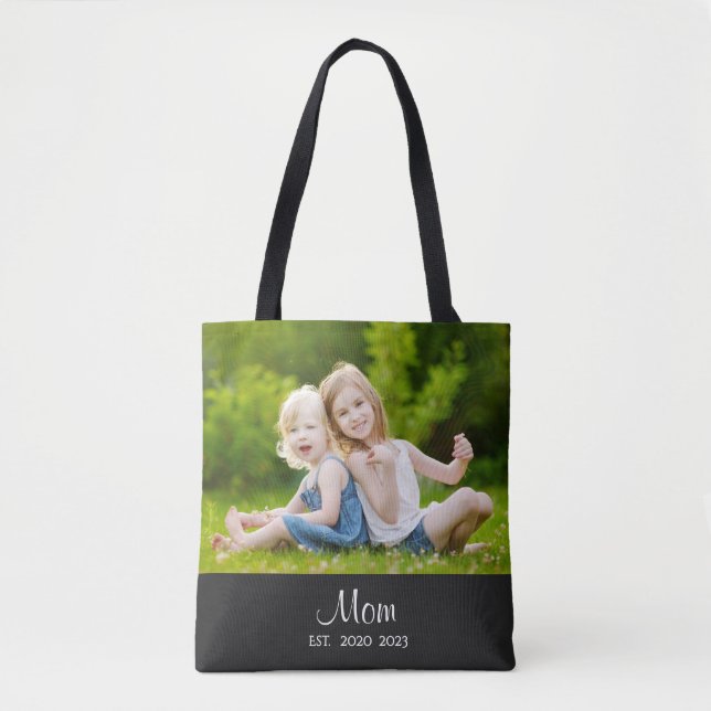 Bolso De Tela Mom Established Script Black Photo (Anverso)