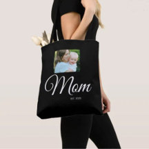 Mom Established Script Black Photo Gift