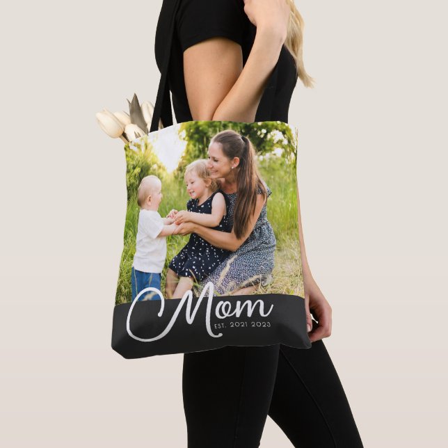 Bolso De Tela Mom Established Script Black Photo Tote Bag (Detalle)