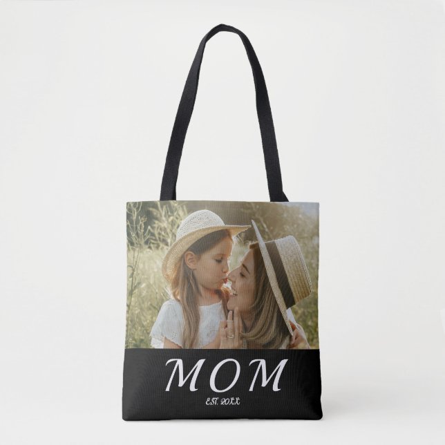 Bolso De Tela Mom Established Script Black Photo  Tote Bag (Anverso)