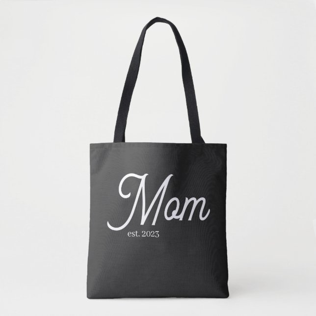 Bolso De Tela Mom Established White Script (Anverso)