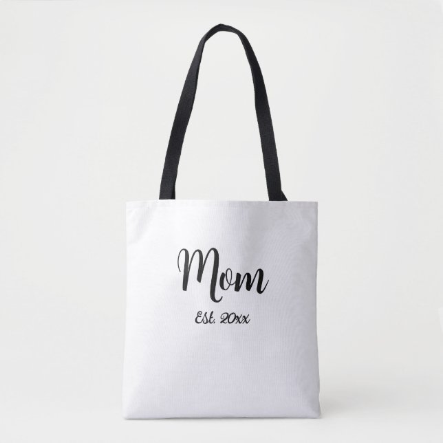 Bolso De Tela Mom Established Year New Mom Gift Tote (Anverso)