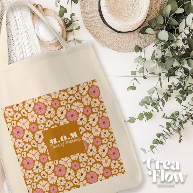 Bolso De Tela MOM_Master of Multitasking funny floral quote (Reusable shopper tote bag with print: Mum- Master of Multitasking. Perfect Mothers Day Gift!)