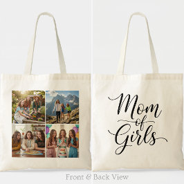 Bolso De Tela Mom of Girls Modern Elegant Script Four Photo