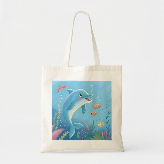 Bolso De Tela Momentos alegres de delfines (Frente)