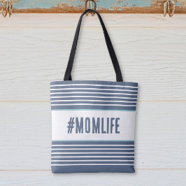 Bolso De Tela Momlife azul y blanco