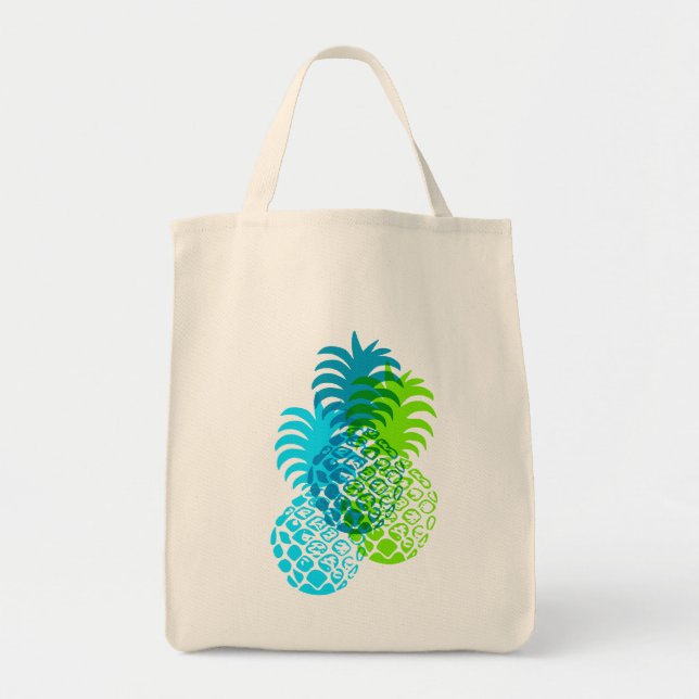 Bolso De Tela Momona Pineapple Hawaiian Tropical Turq (Frente)