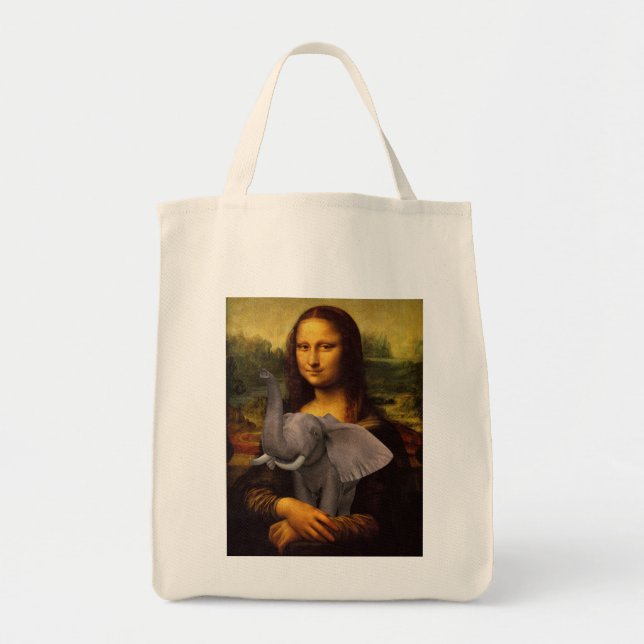 Bolso De Tela Mona Lisa Con Elefante (Frente)