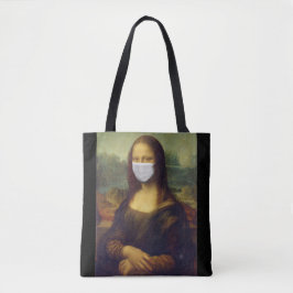 Bolso De Tela Mona lisa con máscara quirúrgica leonardo da Vinci