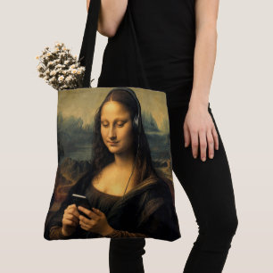 Bolso De Tela Mona Lisa moderna con teléfono inteligente