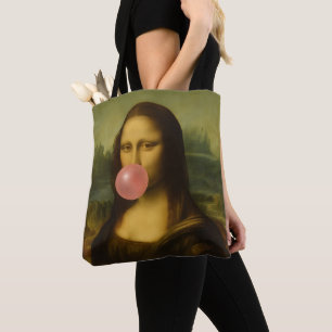Bolso De Tela Mona Lisa Soplando Goma Rosa