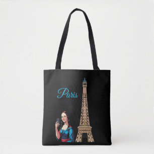 BOLSO DE TELA MONA LISA TOMANDO SELFIE SURREALISTA PARÍS