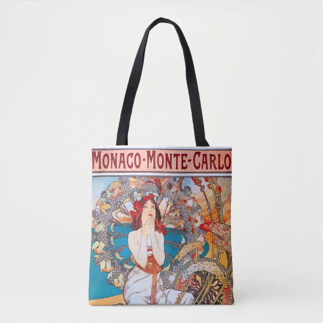 Bolso De Tela Mónaco, Montecarlo, Mucha (Anverso)