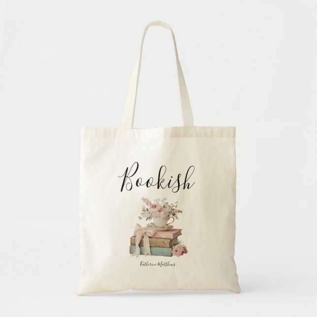 Bolso De Tela Monada Floral Bibliophile  (Frente)