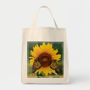 Bolso De Tela Monarca Butterfies en el girasol