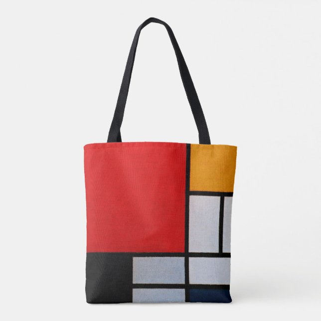 Bolso De Tela Mondrian - Composición con plano rojo grande (Reverso)