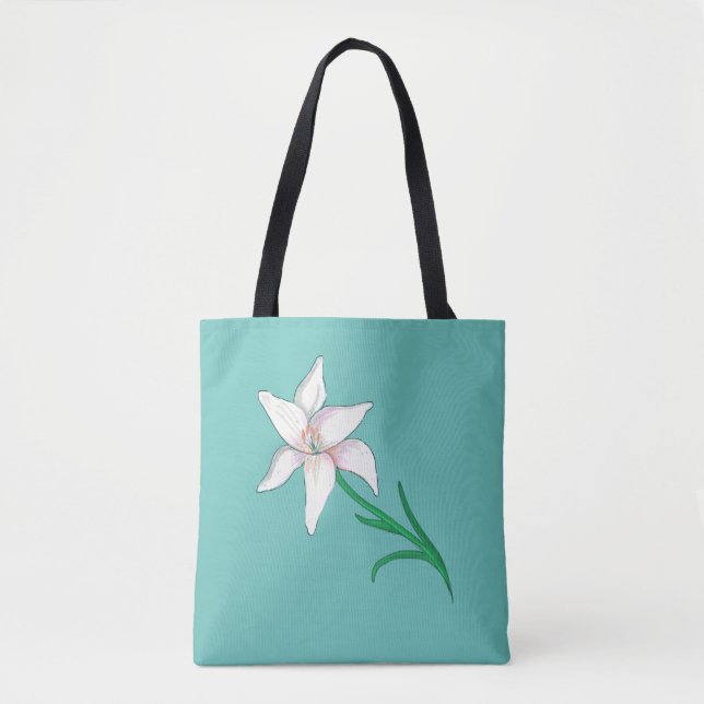 Bolso De Tela Moneda de flores de lirio blanco (Anverso)