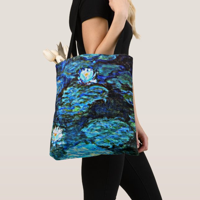 Bolso De Tela Monet - Lilies de agua (azul) (Detalle)